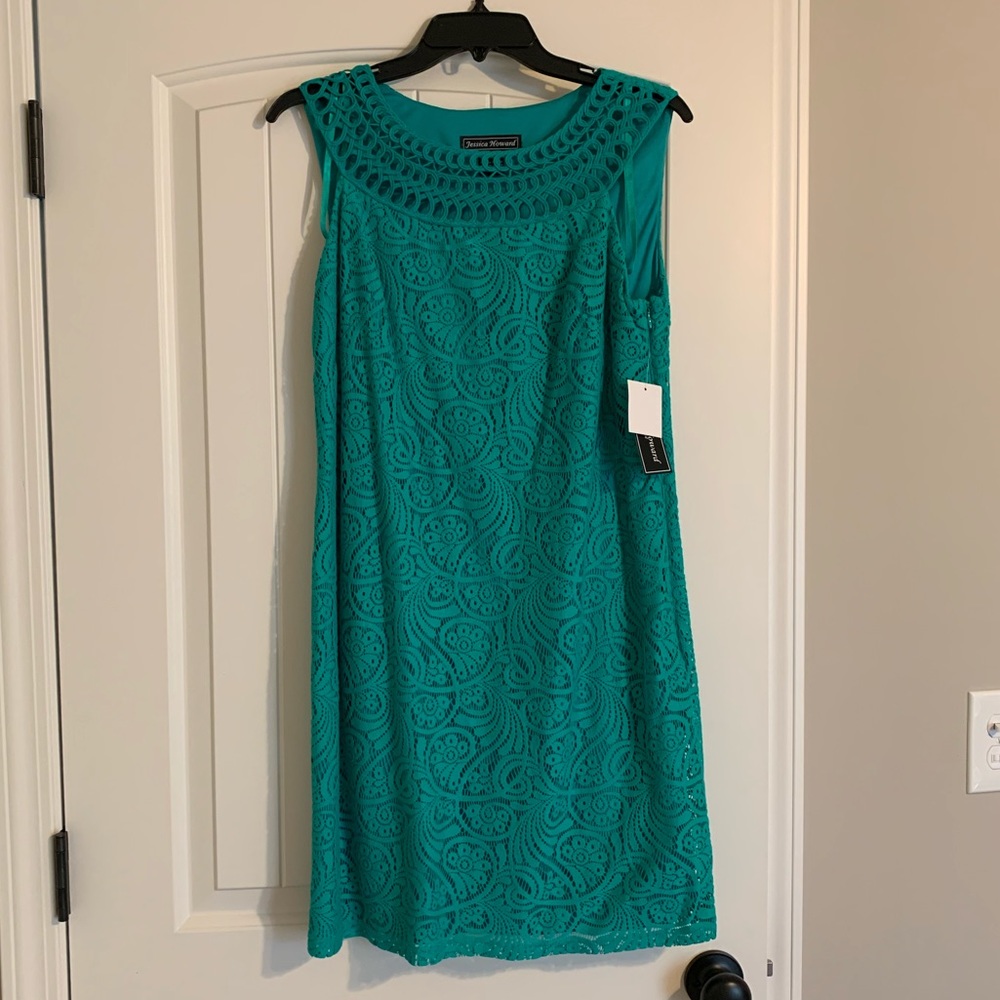 Women’s Jessica Howard Lace Green Blue Dress Size 10 Petite